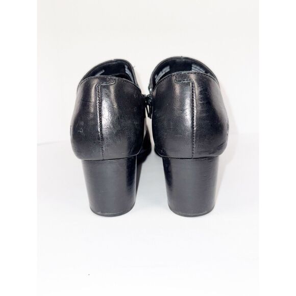 Born Black Leather Ankle Boot Shootie Bootie Block Heel Side Zip Classic Women 9 - Picture 5 of 16